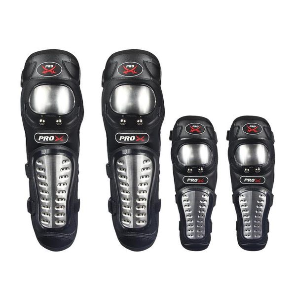 

elbow & knee pads 4 pcs stainless steel motorcycle protector armors set thick wear motocross protective gear sport guard, Black;gray