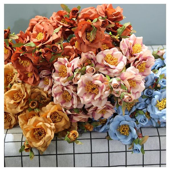 

artificial flowers large bouquet 7 big head rose pink silk peony fake home decor wedding layout garnish 75 cm decorative & wreaths