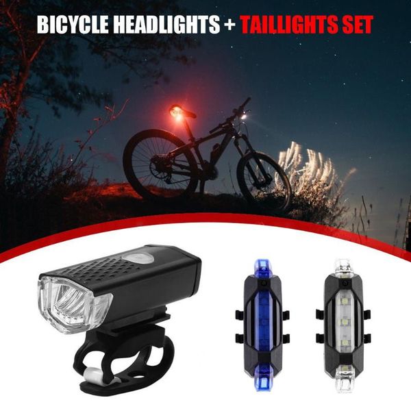 

bike lights front rear taillight kit rechargeable cycling safety warning lamp