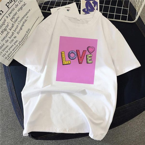 

love the letter casual girl womens t shirts fashionable harajuku graphic, White