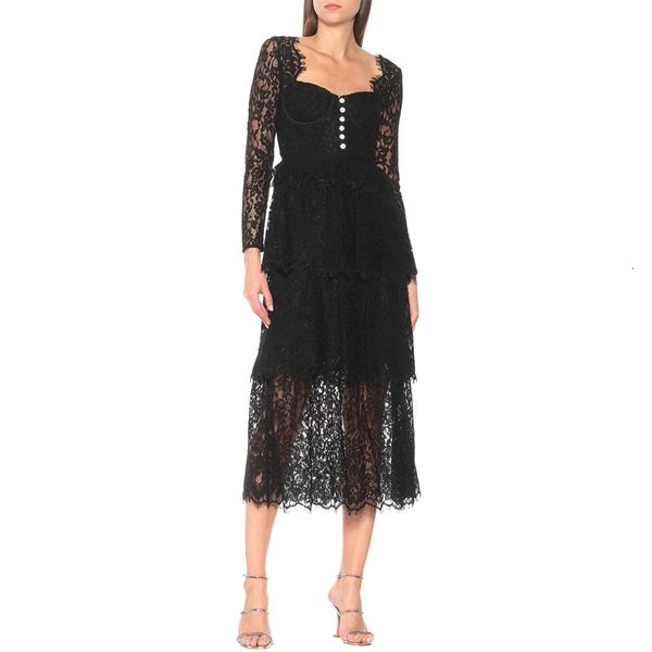 

dresses runway women elegant white/black ruffles sleeve hollow out strapless lace long party, Black;gray
