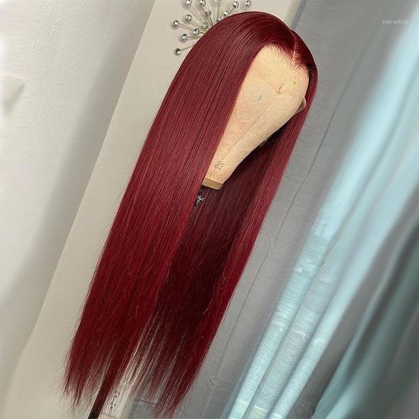 

99j silky straight 26inch middle part 13x4/6 human hair lace frontal wig with babyhair preplucked brazilian 5x5 pu can permed wigs1, Black;brown