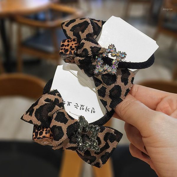 

leopard elastic hair bands for girl velvet ring tie ponytail holder rubber soft band women accessories1