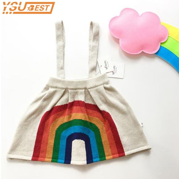 Meninas baby saia Kids Knitting Rainbow Tutu S Party Wedding Dance Roupas Marca S 210429