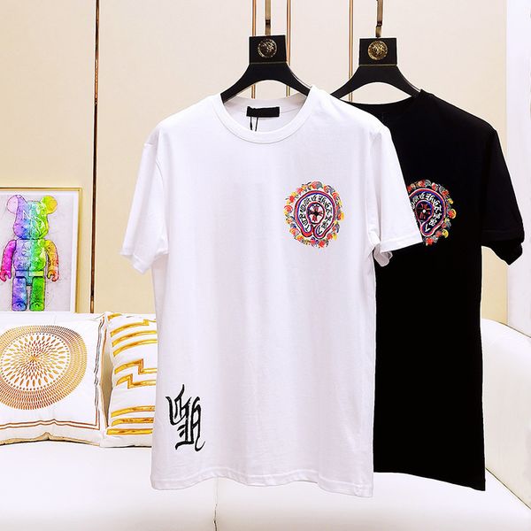 

crosin ch sanskrit cross short sleeve horseshoe hand painted graffiti t-shirt summer casual and women's, White;black