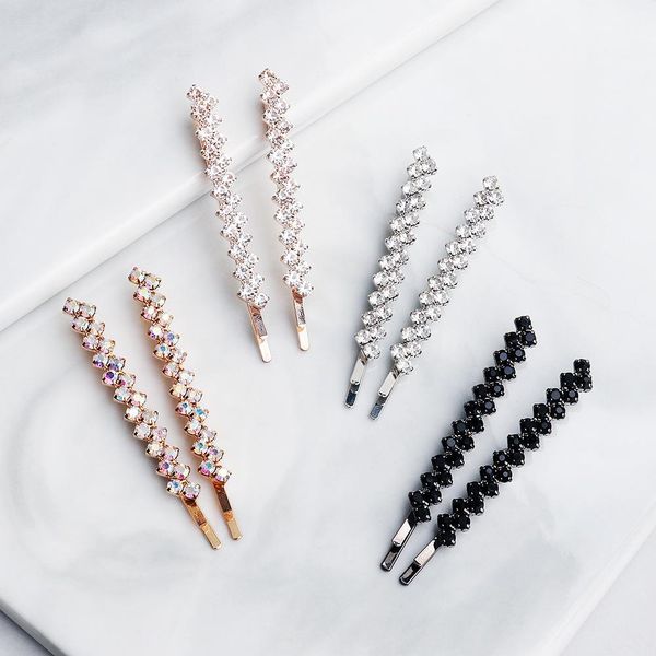 2021 NUOVO Fermaglio per capelli con strass per donna Elegante design coreano Snap Barrette Stick Hairpin Hair Styling Accessories