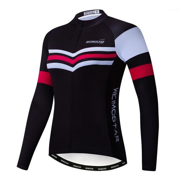 

weimostar cycling jersey long sleeve women 2021 mtb bike jacket team bicycle clothing mountain clothes shirt1, Black;red