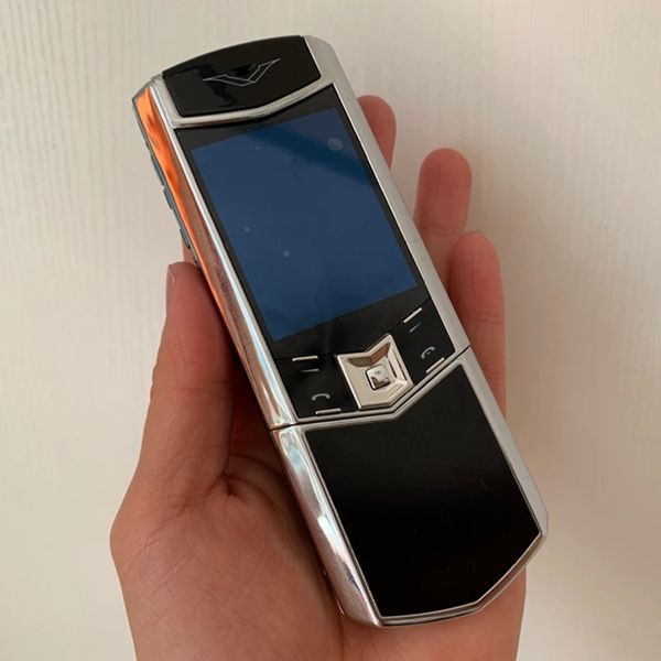 Desbloqueado Luxo Ouro Clássico Assinatura Celular Slider GSM cartão sim Celular Celular corpo em aço inoxidável bluetooth 8800 metal Couro Celular