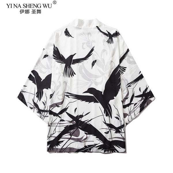 

japanese style samurai kimono streetwear men women cardigan japan harajuku anime robe clothes beach shirt ethnic clothing, Red