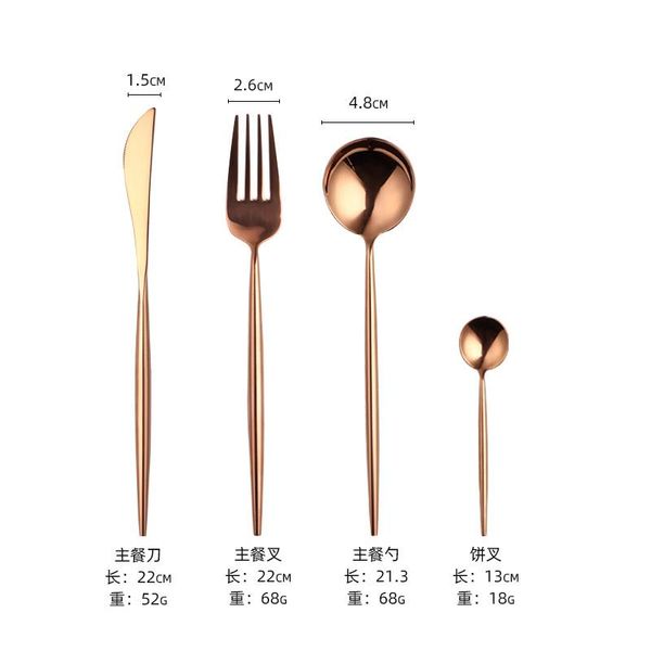 

cutlery set nordic 304 stainless steel western steak knife fork spoon chopsticks luxury rose gold tableware cubiertos kitchen dinnerware set