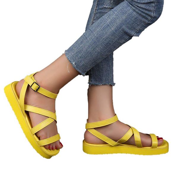 

dress shoes flat sandals women 2021 summer casual roman comfortable large size open toe solid sandalias mujer, Black