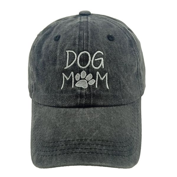 

washed dog mom embroidered baseball cap cotton duck tongue cap dad hat, Blue;gray