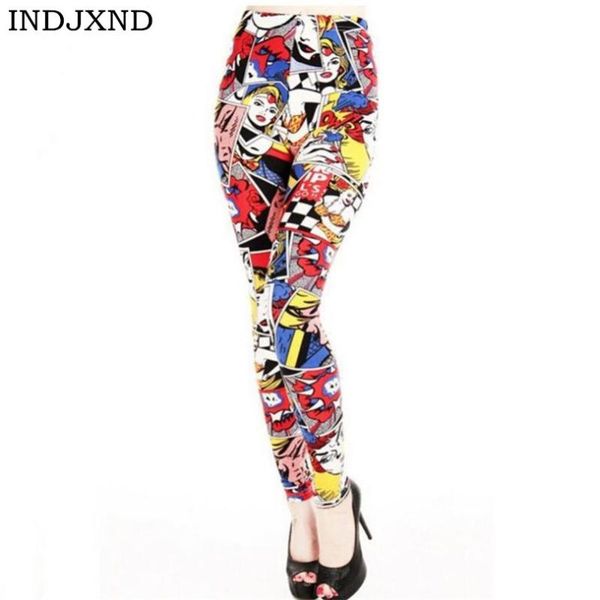

women's leggings indjxnd women cartoon printed leggins high stretch girls legging punk rock leggin disco pants evening clubwear, Black