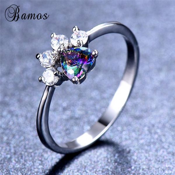 

cluster rings bamos cat/dog ring dainty heart for women girls silver color animal jewelry accessories wedding bands, Golden;silver
