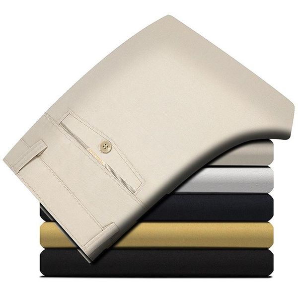 

men's suits & blazers fashion casual lightweight pants high waist straight quality 100% cotton wear thin men bussiness trousers for, White;black