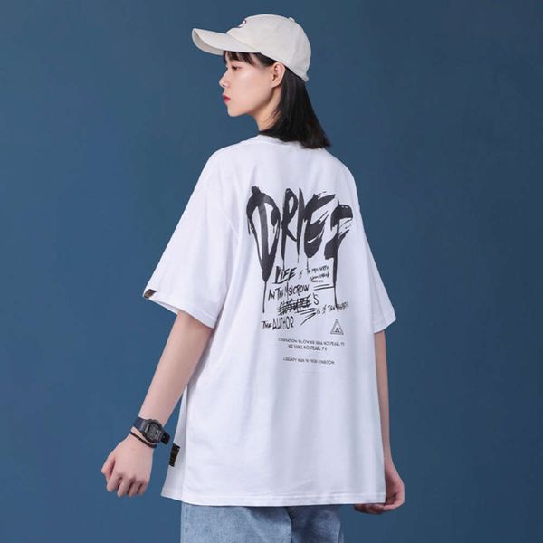

lovers white short t-shirt national fashion ins2021 new large women's american half sleeve top, Black;gray