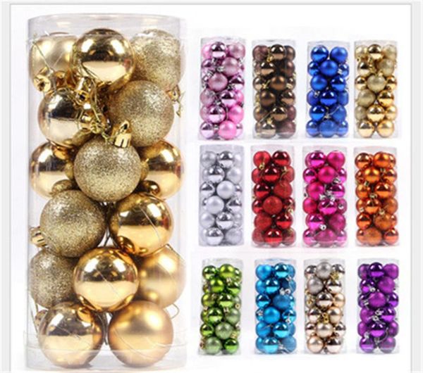 

party decoration christmas balls 4cm 24pcs plating tree bucket colorful happy year home decor hanging pendant