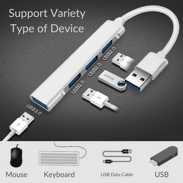 

hubs usb c hub aluminum alloy 4 3.0 ports expansion dock phone notebook u disk type-c to usb3.0 for