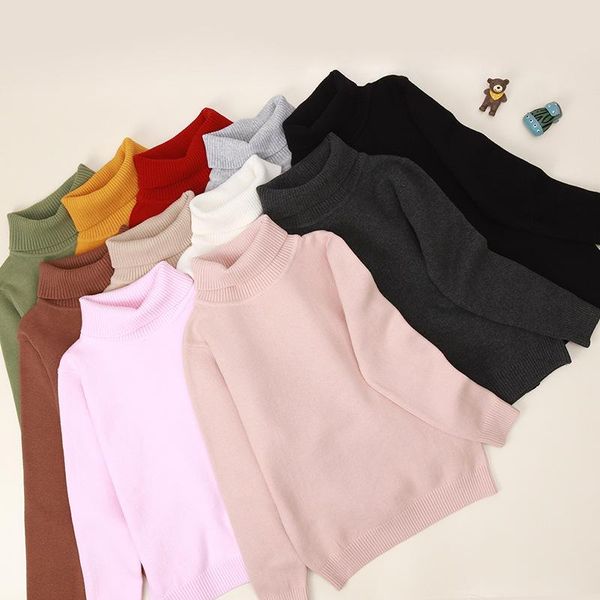 

pullover autumn winter baby girl clothes boys striped sweaters children solid knitted kid turtleneck casual cotton sweater 2-14, Blue