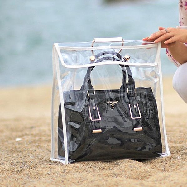 

storage bags hook dustproof bag wardrobe handbag clear tote hang holder ladies