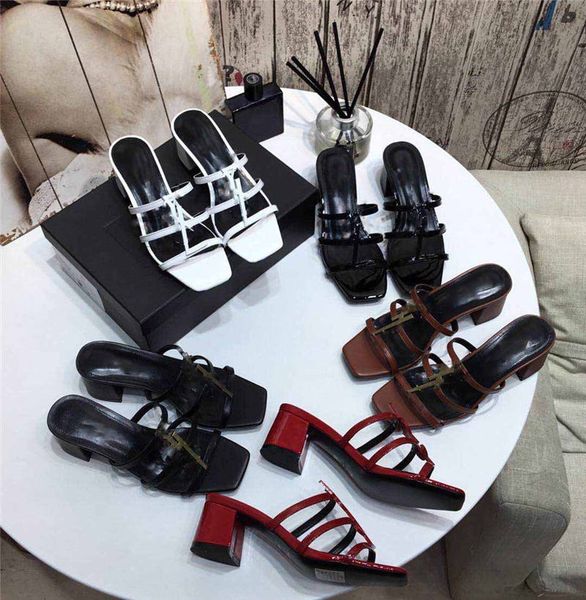 

designer luxury cassandra flat sandals in patent leather 5cm heel black red gold opyum strap sandal heel pump genuine leather sole with box