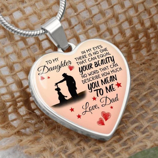 

pendant necklaces to my daughter love dad heart necklace gold silver color inspirational letter choker jewelry gift