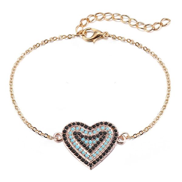 

charm bracelets 1pc fashion bohemian style rhinestone bracelet charms gold color heart flower pendant chains for womens jewelry b120, Golden;silver