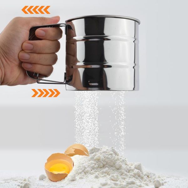 

stainless steel mesh flour sifter mechanical baking icing sugar shaker sieve tool cup shakers pastry tools &