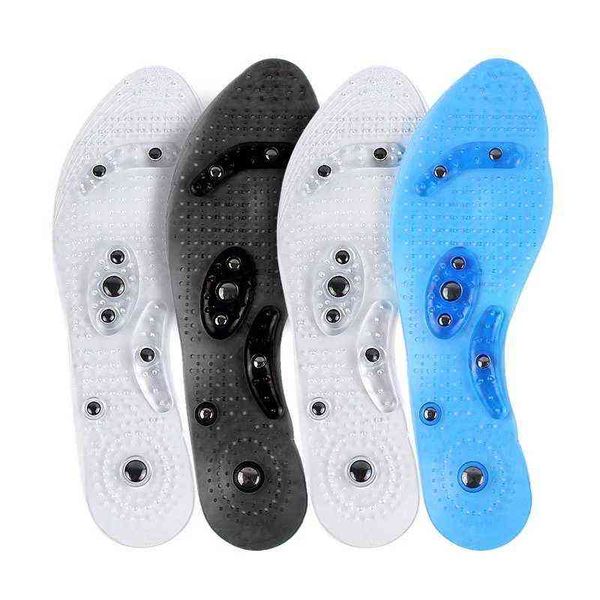 

magnetic massage insoles foot acupressure shoe pads therapy slimming insoles for weight loss transparent blue black h1106, White;pink