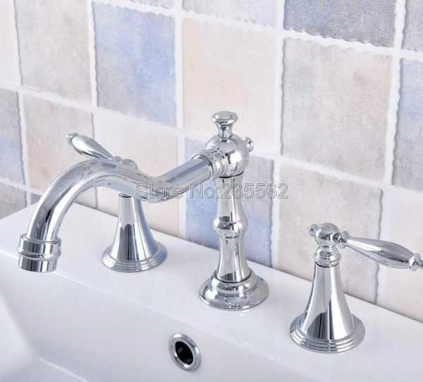 

chrome deck mount widespread brass bathroom basin faucet mixer tap dual handle cold and water vessel sink taps lnf539 faucets