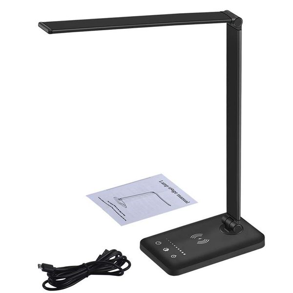 

table lamps multifunctional led desk lamp with wireless charger, usb charging port, 5 lighting modes,5 brightness levels, sensitive control,