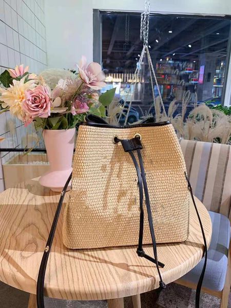 

female weaving bucket bag shoulder inclined shoulderbag handbag handbags tote girls women drawstring messenger bags woman