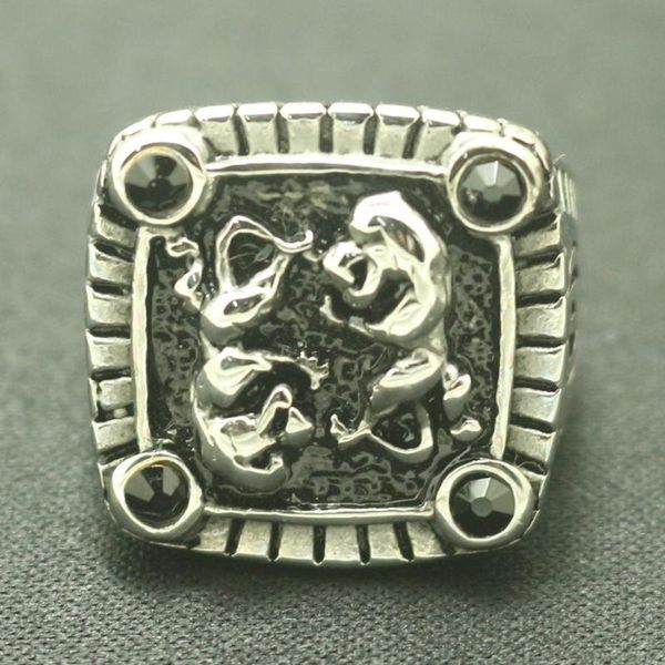 

cluster rings two lions cool party ring 316l stainless steel, Golden;silver