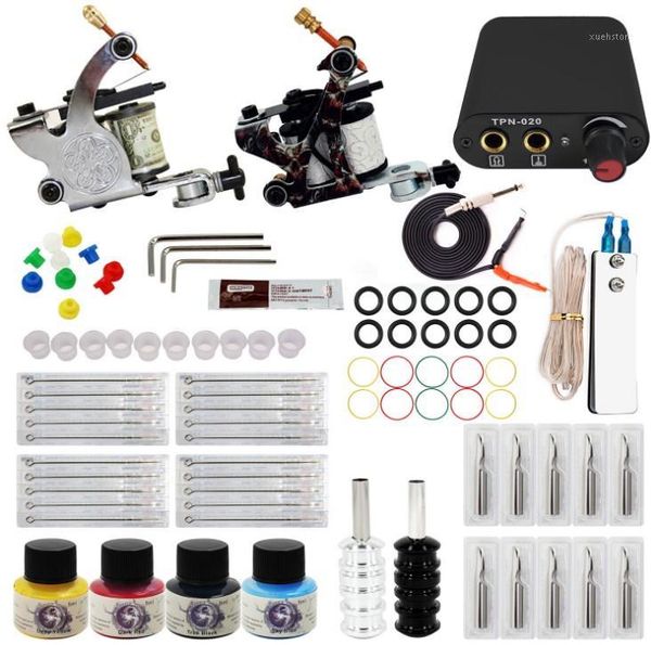 

tattoo kit 1 machine 20colors ink pigment set power supply grips body art set1