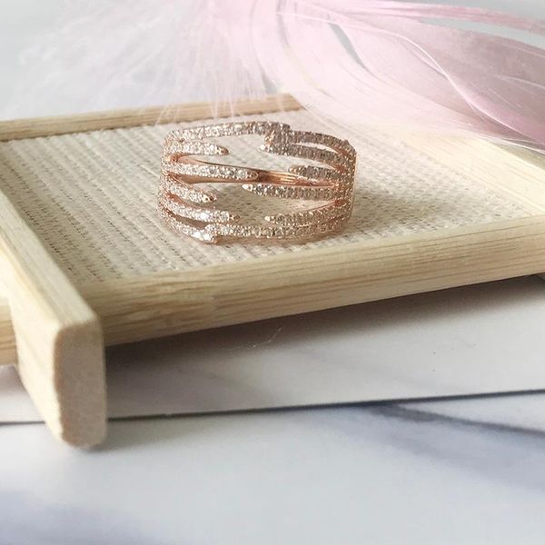 

wedding rings arrival classic ring 925 sterling silver color a row cz for women rose gold ladies engagement fine jewelry, Slivery;golden