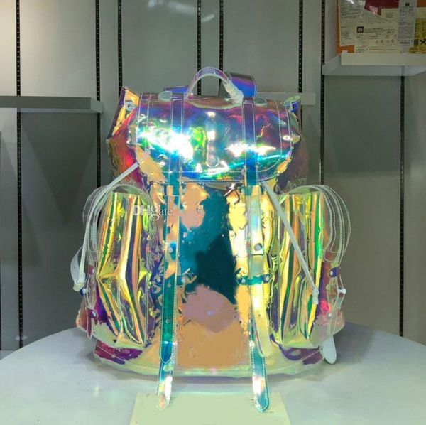 

backpack classic handbags purses fashion big students school bag colorful chriser printed pvc material clear letter quality