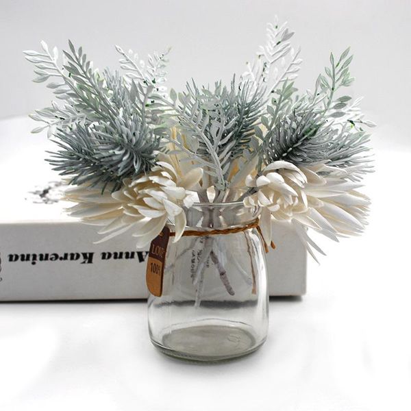 

imitation plants silver white pine needles diy handmade accessories fake flower decoration eternal gift filling wrap