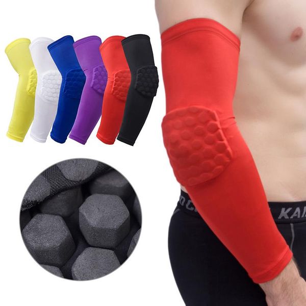 

elastic arm sleeveelbow support basketball sleeve breathable football safety sport elbow pad brace protector & knee pads, Black;gray