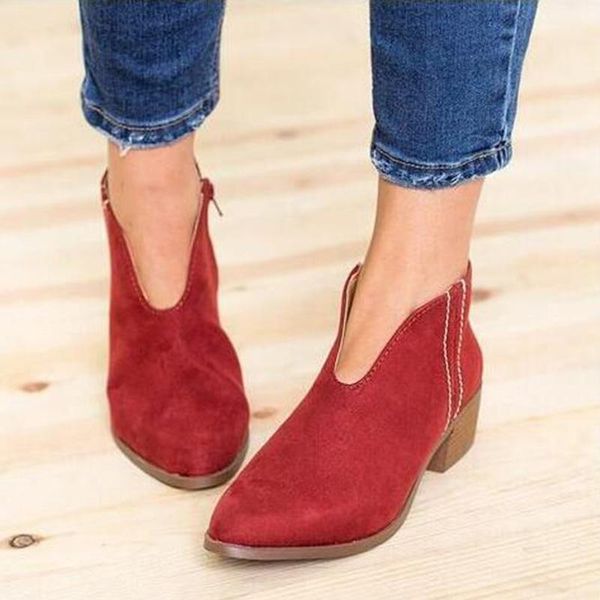

boots swqzvt ladies deep v ankle women fashion spring and autumn pointed short casual large size, Black
