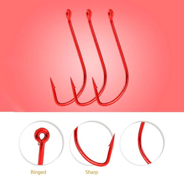 

10pcs/set fishing hooks high carbon steel ringed eye bait hook barbed