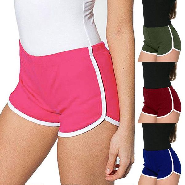 

running shorts women short pant casual lady all-match loose solid soft cotton leisure female workout waistband skinny stretch, Black;blue