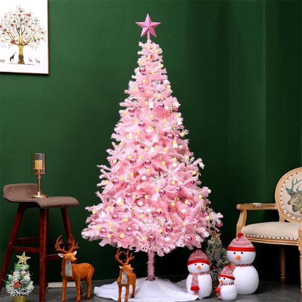 

christmas decorations 7ft artificial pink tree with 900 pine branches set lights metal tripod flame retardant pvc
