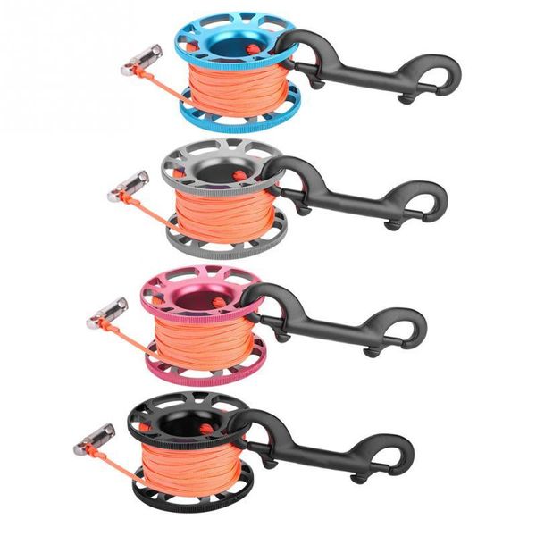 

pool & accessories keep diving 15/30m smb spool finger reel aluminum clip scuba tech with swivel hook buckle safe