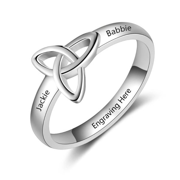 

cluster rings personalized ring fashion jewelry celtics knot shape engraved 2 names sliver color custom exquisite gift for women(ri103812), Golden;silver
