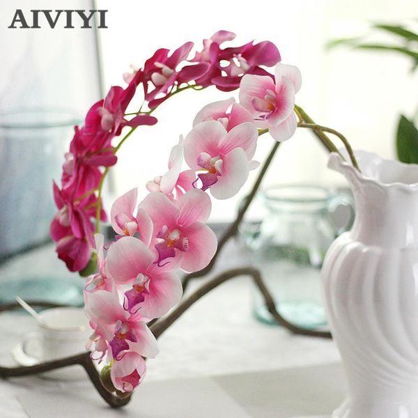 

decorative flowers & wreaths 11 heads 72cm artificial flower phalaenopsis latex silicon real touch big orchid orchidee wedding high quality