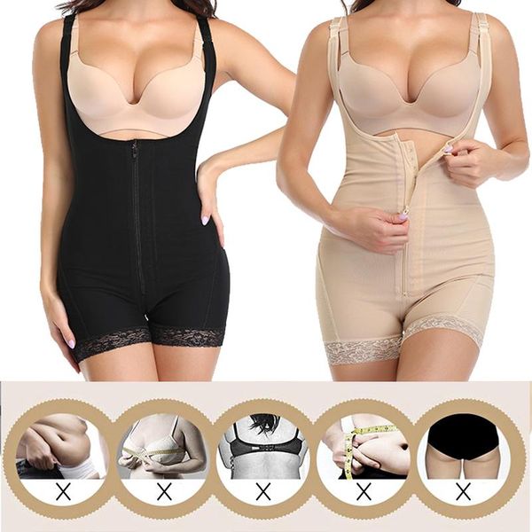 

women's shapers fajas women full body shaper slimming bodysuit bulifter waist trainer corset thigh slimmer modeling strap girdles plus, Black;white