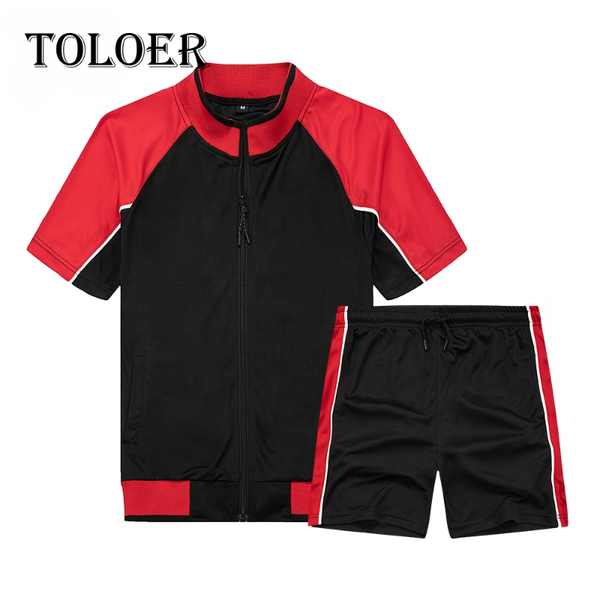 

track suit mens summer shorts short-sleeve shirt casual wear men's sportswear fitness clothes sweat suits tracksuits, Gray