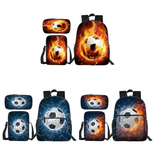 

backpack 3pcs/set printing 3d football boys high school for kids shoulder bag junior middle bags girls schoolbag