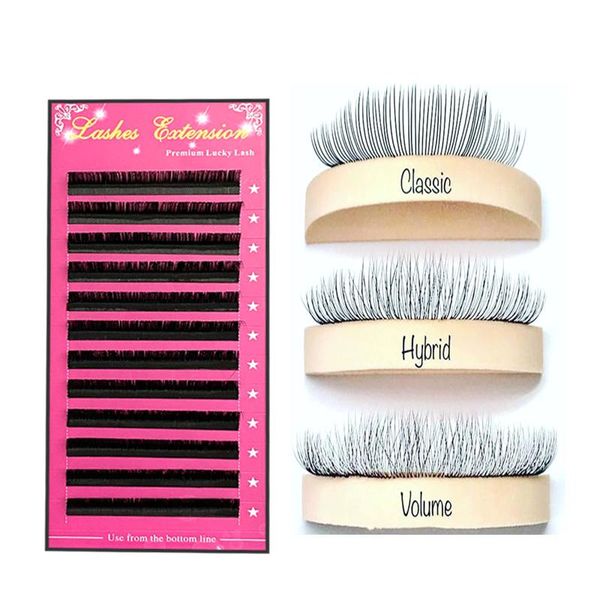 

lucky lash eyelash extension mix makeup silk lashes in one tray natural synthetic mink individual cilia professional false eyelashes