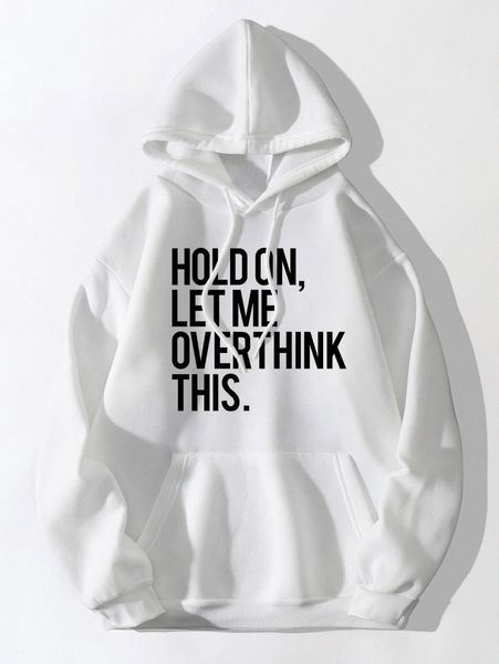 

slogan graphic kangaroo pocket hoodie p1xo#, White;black